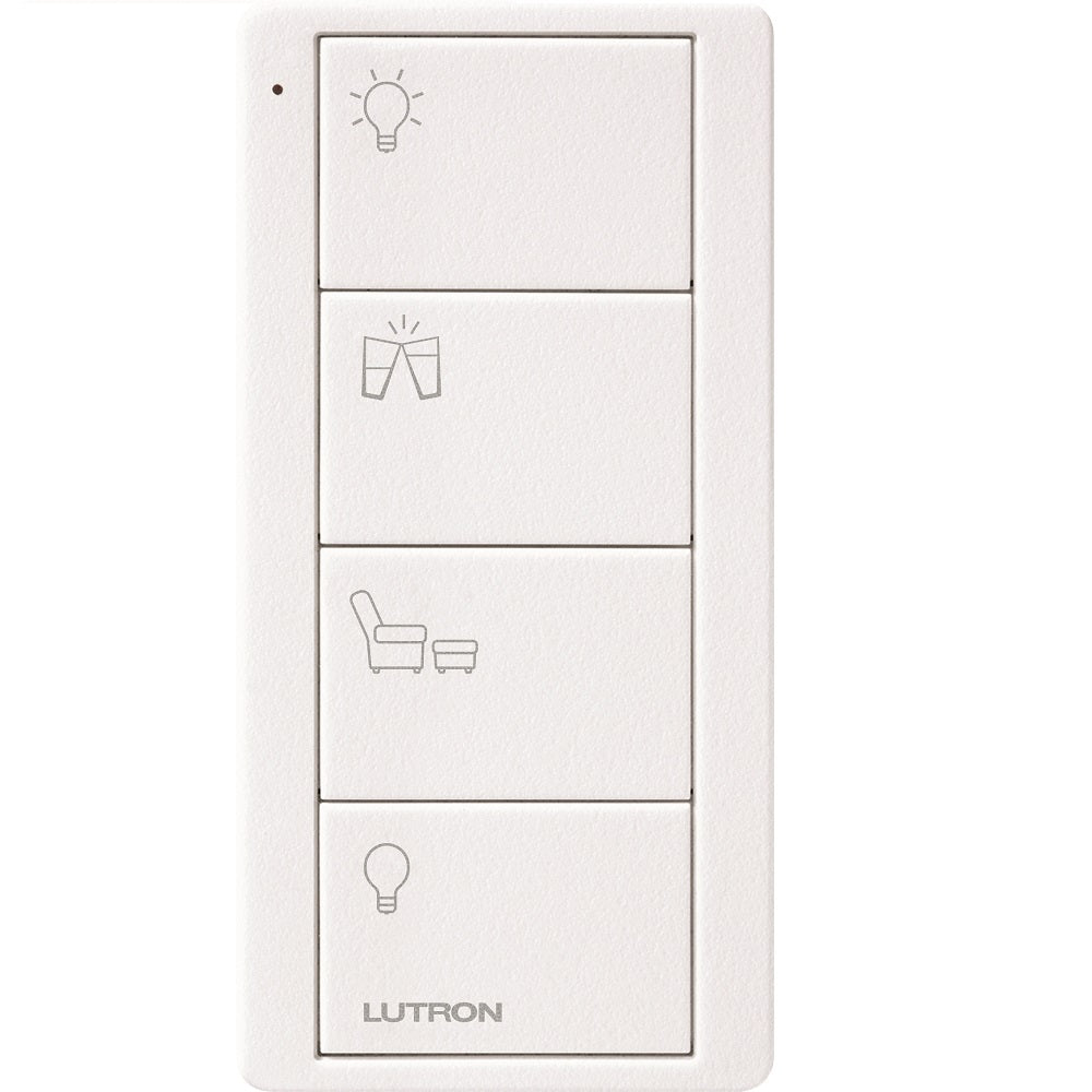 Product Display Visual of the SKU: PJ2-4B-TSW-P13 for Marketing of theLutron Pico Smart Remote, 4-Button Scene Keypad (Any Room Icons) | PJ2-4B-XX-P13