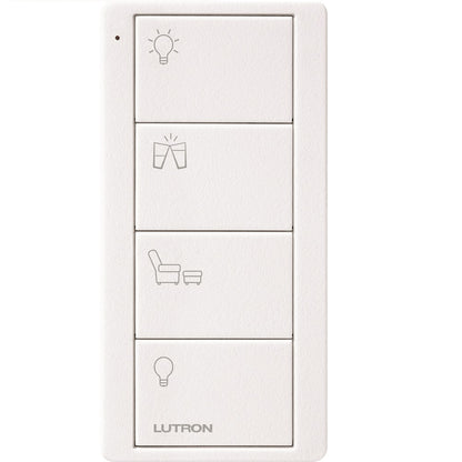 Product Display Visual of the SKU: PJ2-4B-TSW-P13 for Marketing of theLutron Pico Smart Remote, 4-Button Scene Keypad (Any Room Icons) | PJ2-4B-XX-P13