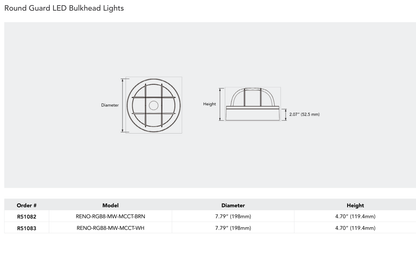 RENO R51082 and R51083 manufacturer dimension illustration 198 mm diameter × 119.4 mm overall height