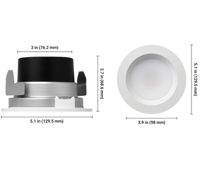 Lutron Lumaris 4 in retrofit downlight dimensions, SKU RRL-RD4WH-TW