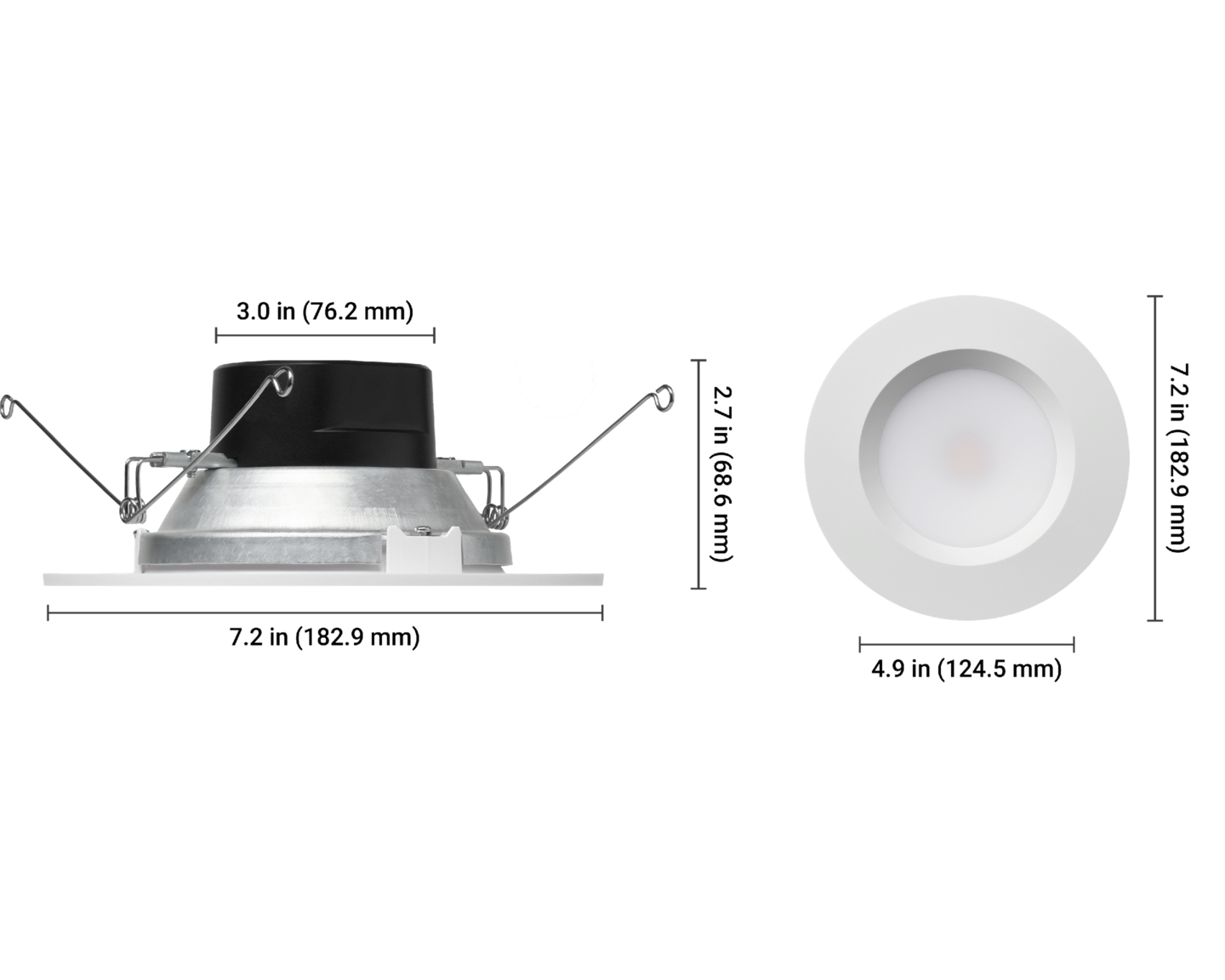 Lutron Lumaris 6 in retrofit downlight dimensions, SKU RRL-RD6WH-TW