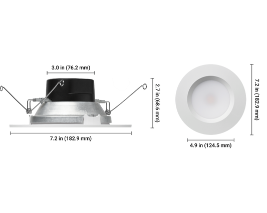 Lutron Lumaris 6 in retrofit downlight dimensions, SKU RRL-RD6WH-TW