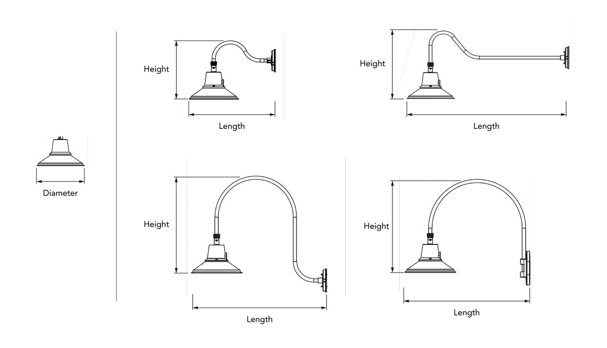 RENO Veil R51060 standard gooseneck arm and optional GOOSE2, GOOSE3 and GOOSE4 configurations