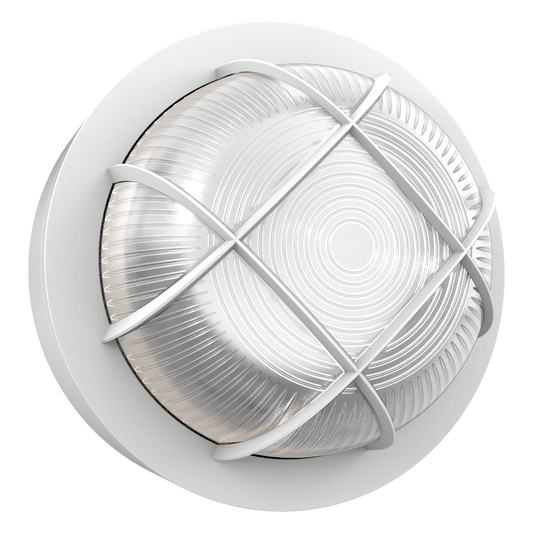 RENO R51083 white round-guard 8-inch LED bulkhead, accurate white colour variant product image
