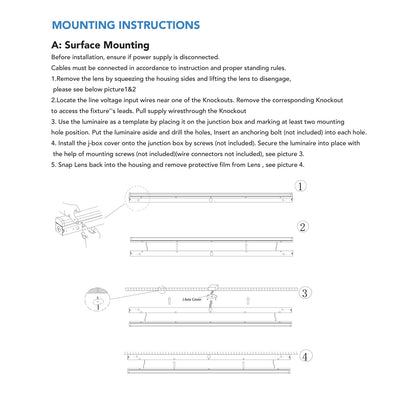 RENO SABRE R33027 manufacturer surface mounting and junction box installation diagram