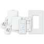 Product Display Visual of the SKU: RR-2ZONE-L-WH for Marketing of theLutron RadioRA 2 Starter Kit: (2) Plug-In Lamp Dimmers, Pico Remote, and Wall Plate | RR-2ZONE-L