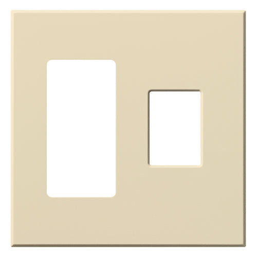 Lutron Vareo 2-Gang Wall Plate | 1 Accessory (Left) & 1 Dimmer (Right) | VWP-2RC