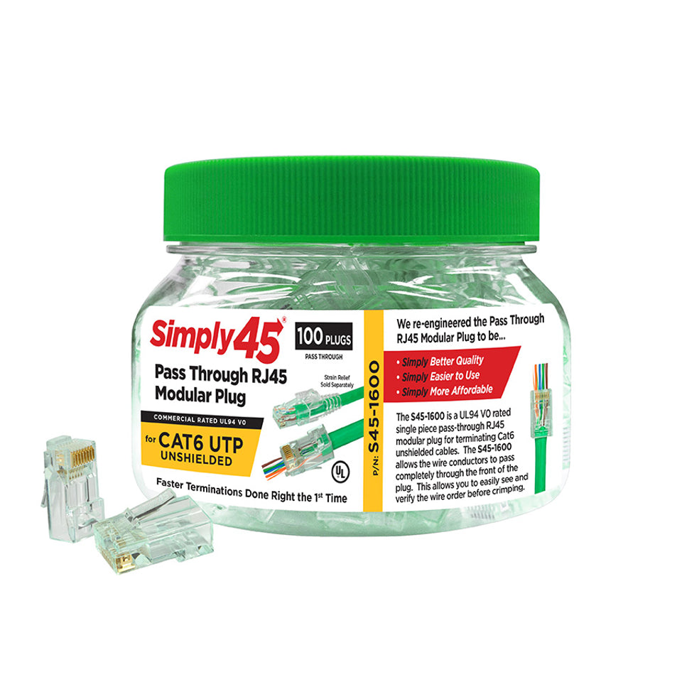 Pass Through Green Tint - Cat6 UTP - 100pc Jar