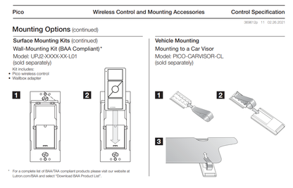 Lutron Pico Car Visor Clip | PICO-CAR-CLIP