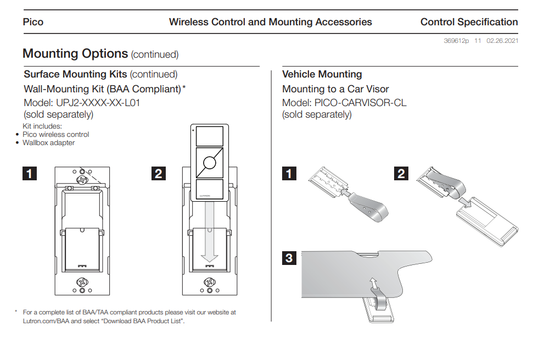 Lutron Pico Car Visor Clip | PICO-CAR-CLIP