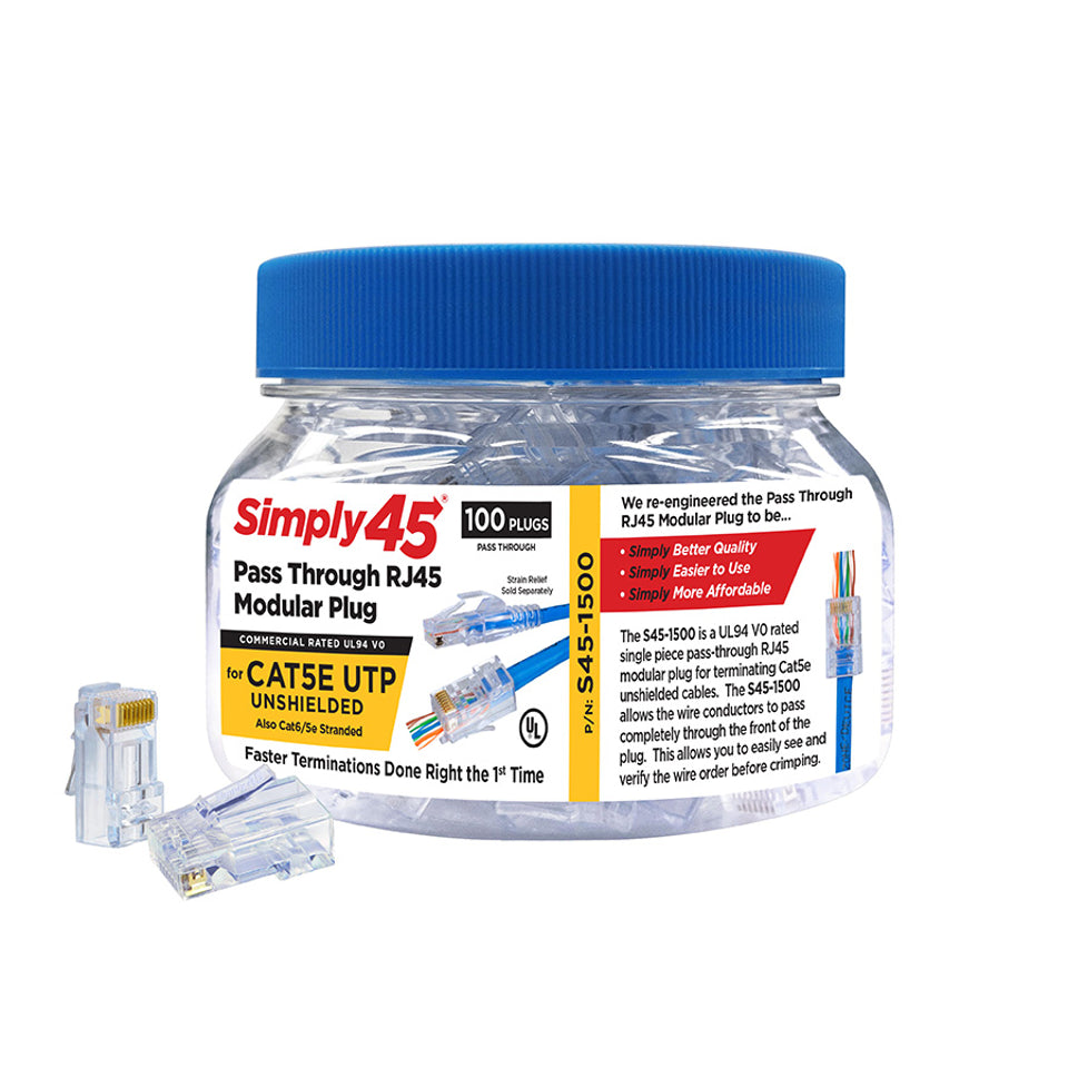 Pass Through Blue Tint - Cat5e UTP - 100pc Jar