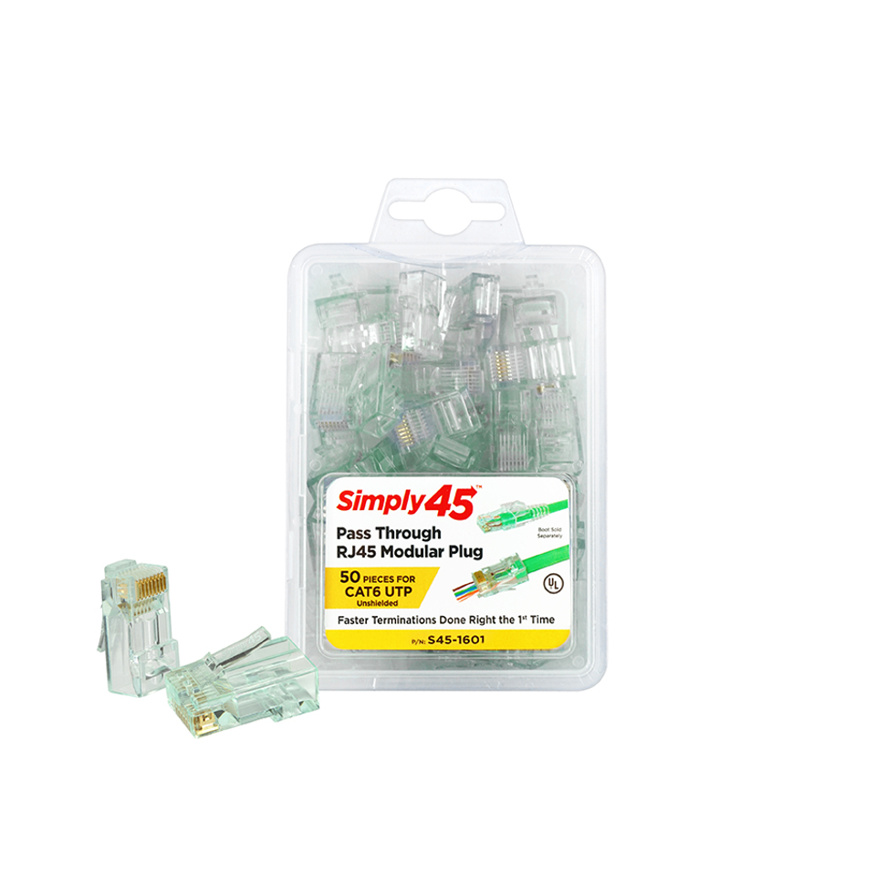Pass Through Green Tint - Cat6 UTP - 50pc Clamshell - S45-1601 | S45-1601