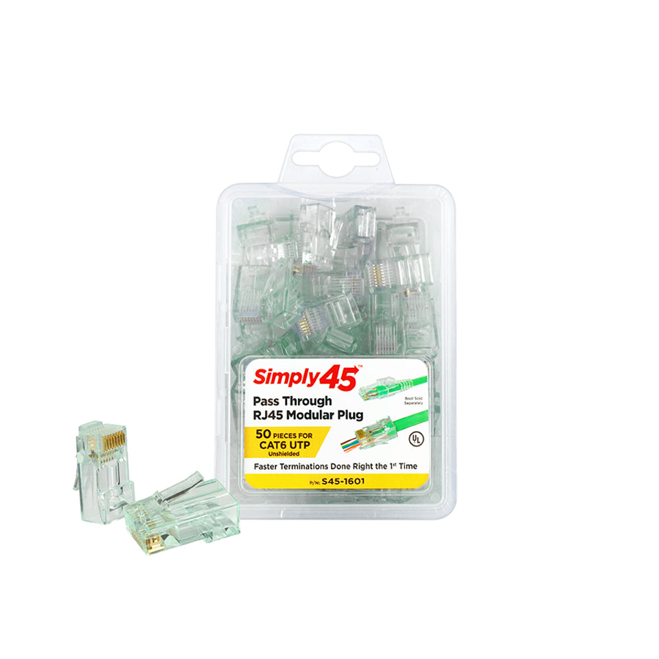 Pass Through Green Tint - Cat6 UTP - 50pc Clamshell