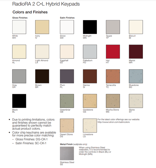 Lutron RadioRA 2 Wall-mount Designer Keypads (6 Button with Raise/Lower) | RRD-W6BRL-XX