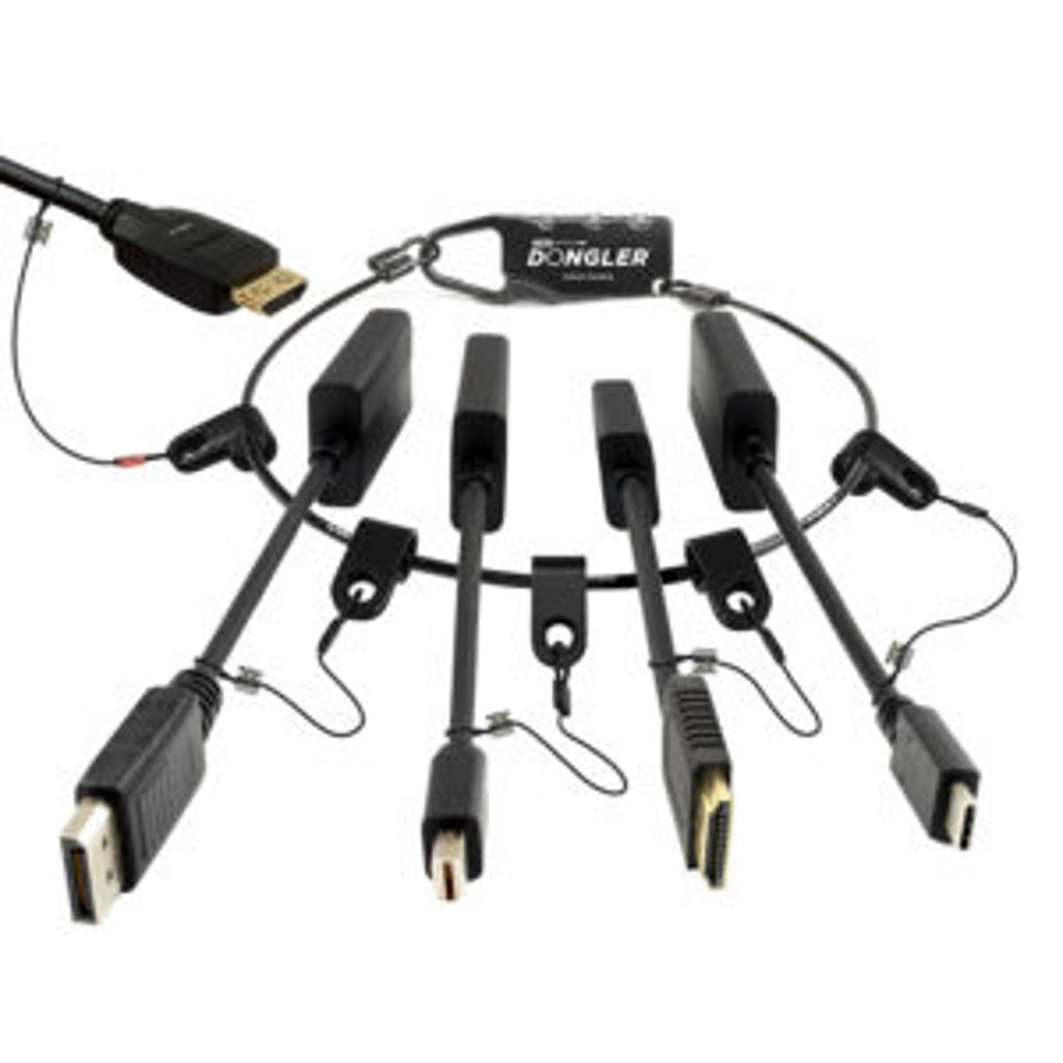 ProAV 4K Loaded Dongler: DP1.4, MDP1.4, USBTypeC, HDMI Port Saver,  Source Harness, Dongler Ring,  Boxed