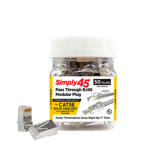 Pass Through Shielded - Cat5e STP (internal ground) - 50pc Jar | S45-1550